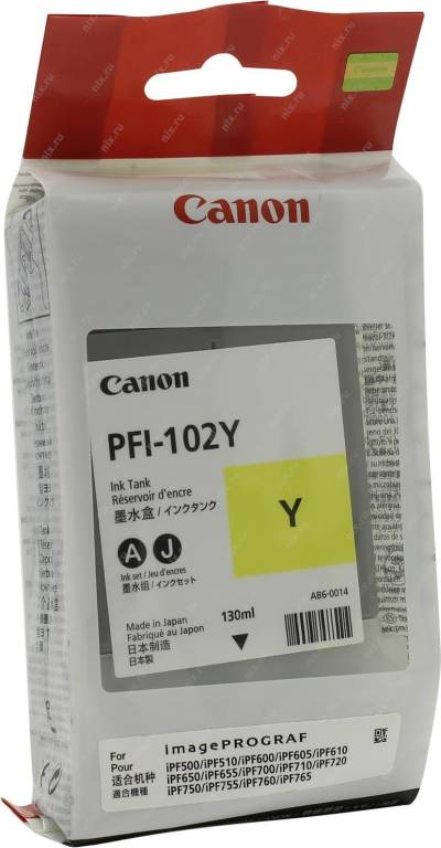   Canon PFI-102Y Yellow (o)  iPF500/510/600/605/610/650/655/700/710/720 130 . (0898B001)