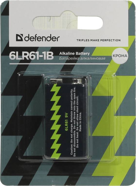  .   9V Defender 6LR61-1B,  (alkaline),  [56042]