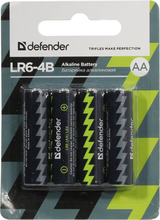 .  AA 1.5V Defender LR6-4B Size AA,  (alkaline) [. 4 .] [56012]