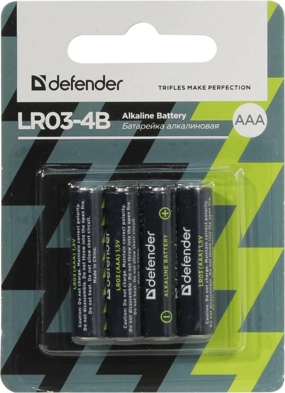  .  AAA 1.5V Defender LR03-4B Size AAA,  (alkaline) [. 4 .] [56002]