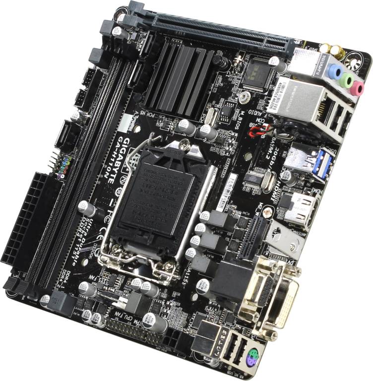   LGA1151 GIGABYTE GA-H110N rev1.0(RTL)[H110]PCI-E Dsub+DVI+HDMI GbLAN SATA Mini-ITX