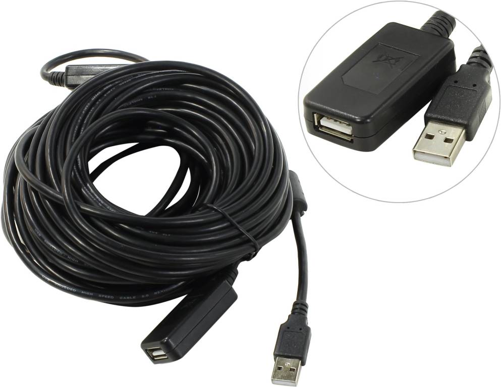 купить Кабель удлинитель USB 2.0-repeater A-- >A 20м (активный)