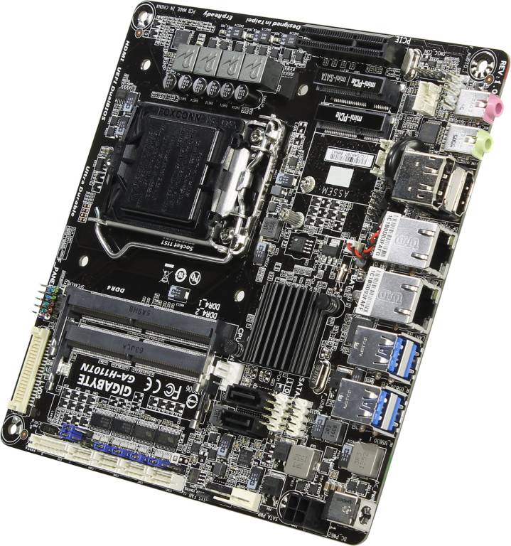    LGA1151 GIGABYTE GA-H110TN rev1.0(RTL)[H110]PCI-E Dsub+DVI+HDMI GbLAN SATA Mini-IT