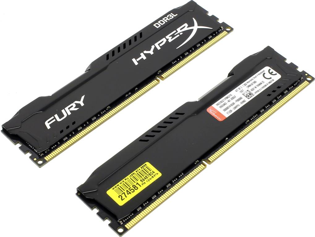   DDR3 DIMM 16Gb PC-15000 Kingston HyperX Fury [HX318LC11FBK2/16 >] KIT 2*8Gb CL11