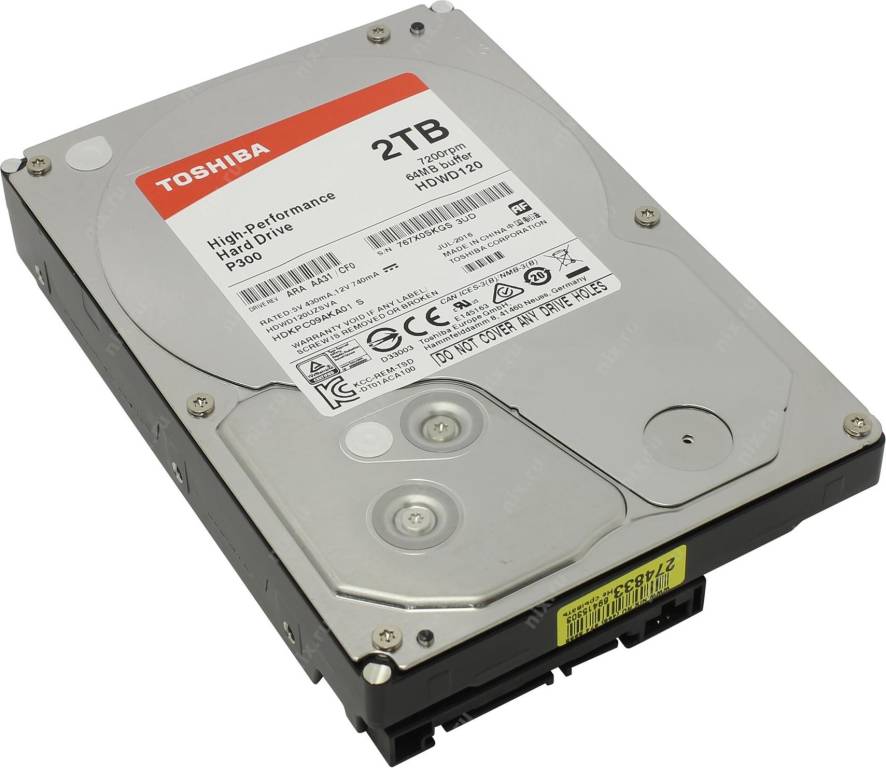 купить Жесткий диск 2 Tb SATA-III Toshiba P300 [HDWD120EZSTA] (RTL) 3.5” 7200rpm 64Mb