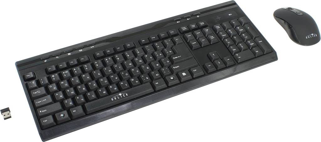   OKLICK Wireless Keyboard & Optical Mouse[280M]Black(-,USB,FM+ 6,Roll,USB,FM