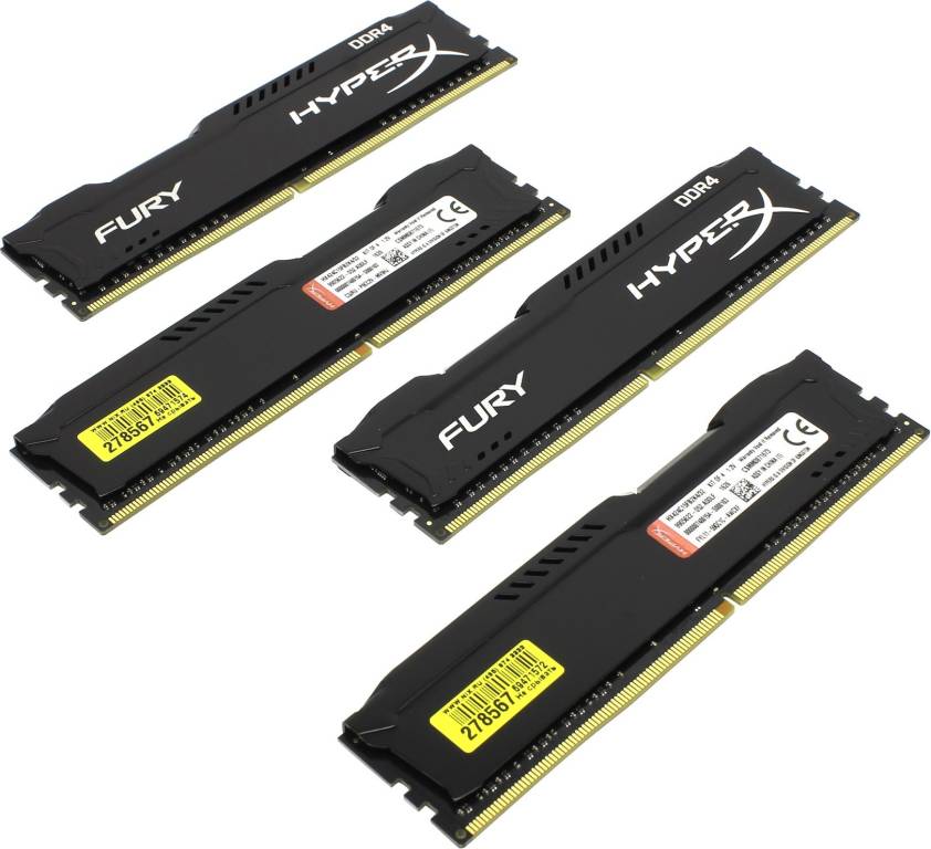    DDR4 DIMM 32Gb PC-19200 Kingston HyperX Fury [HX424C15FB2K4/32] KIT 4*8Gb CL15