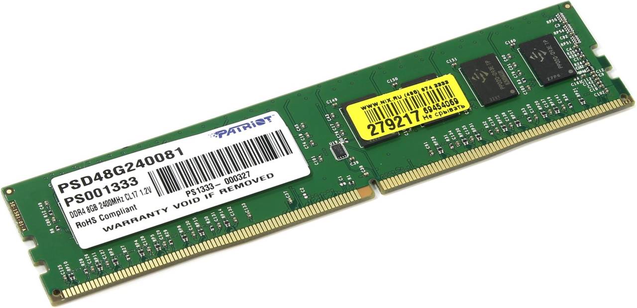    DDR4 DIMM  8Gb PC-19200 Patriot [PSD48G240081] CL17