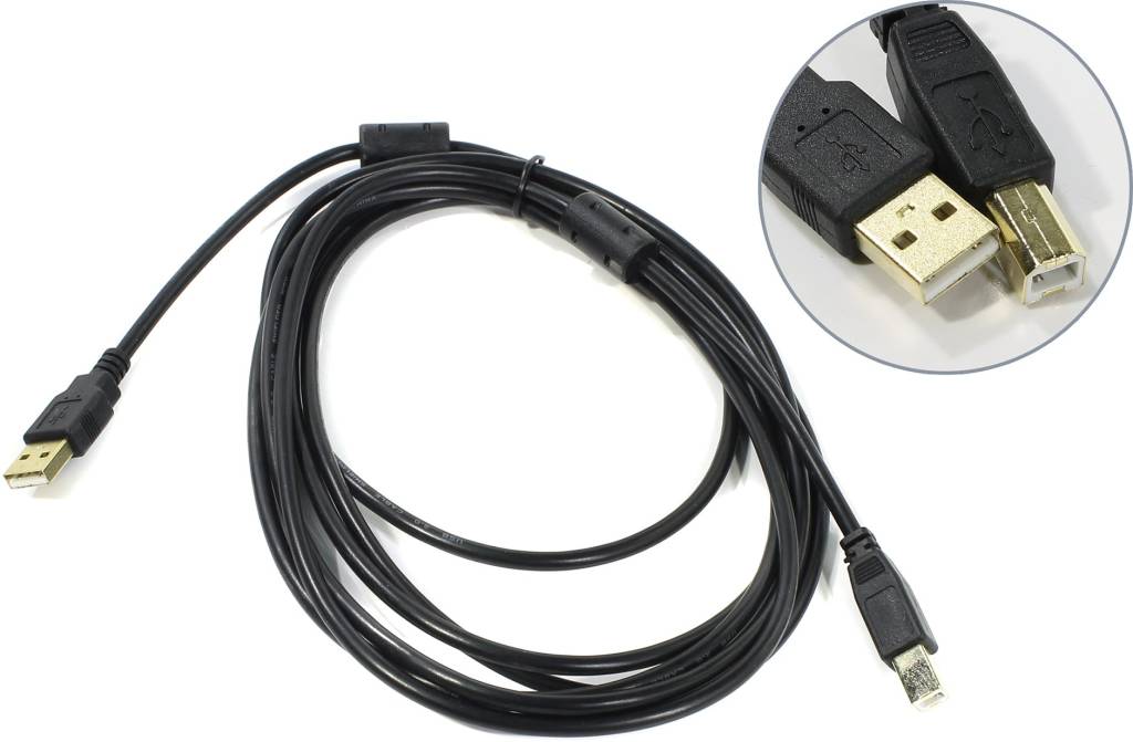 купить Кабель USB 2.0 AM -- >B  3.0м (2 фильтра) Exegate [EX138947RUS]