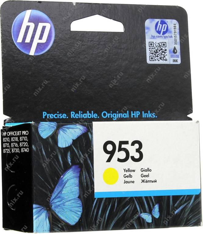 купить Картридж HP F6U14AE №953 Yellow (o) для HP Officejet Pro 8210/18/8710/15/16/20/25/30/40