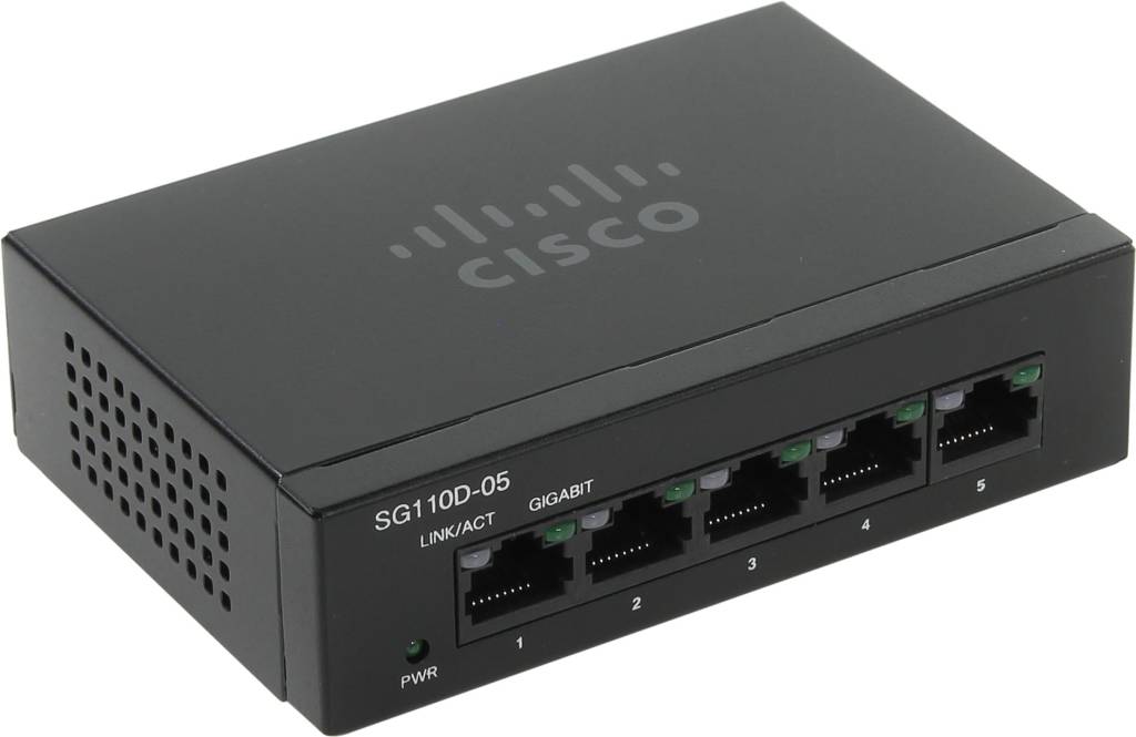    5-. Cisco [SG110D-05-EU] 5-port Gigabit Desktop Switch (5UTP 10/100/1000Mbps)