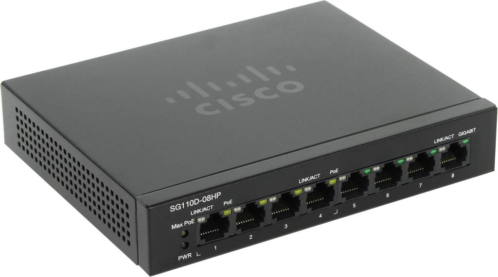    8-. Cisco [SG110D-08HP-EU] 8-port Gigabit PoE Desktop Switch (8UTP 10/100/1000Mbps)