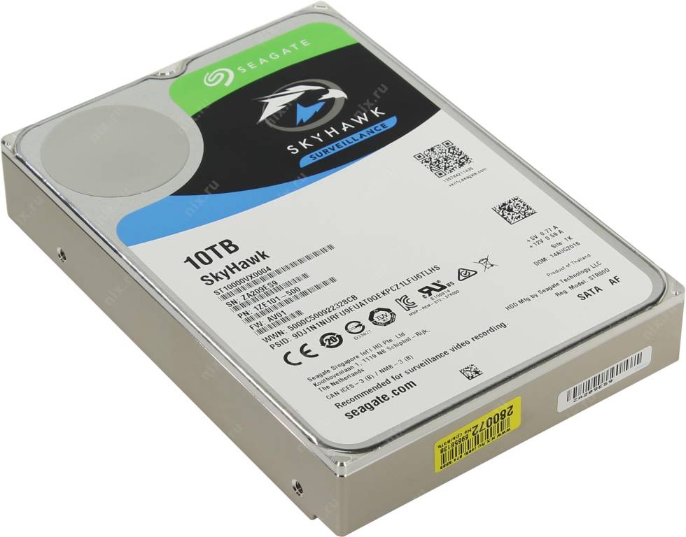 купить Жесткий диск 10 Tb SATA-III Seagate SkyHawk [ST10000VX0004] 3.5” 7200rpm 256Mb