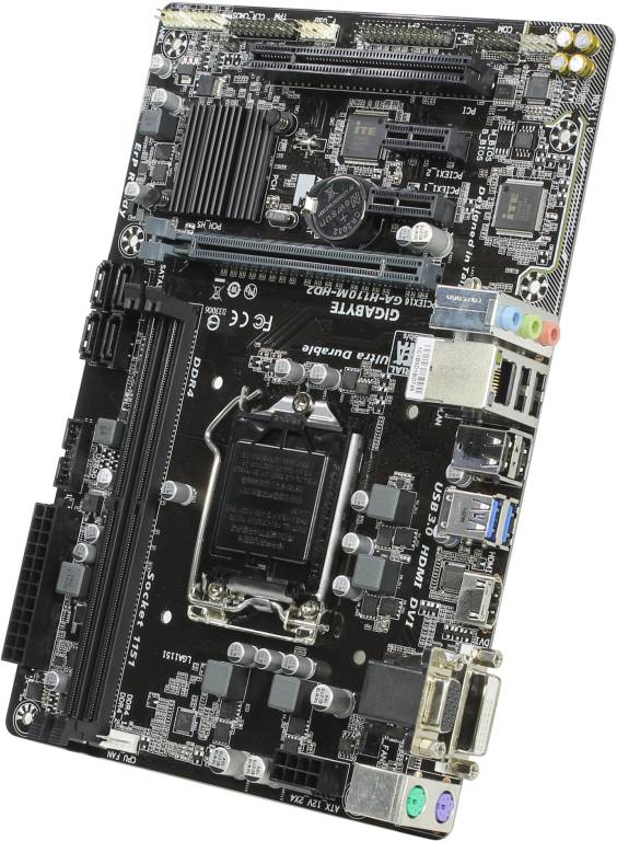    LGA1151 GIGABYTE GA-H110M-HD2 rev1.0(RTL)[H110]PCI-E Dsub+DVI+HDMI GbLAN SATA Mic