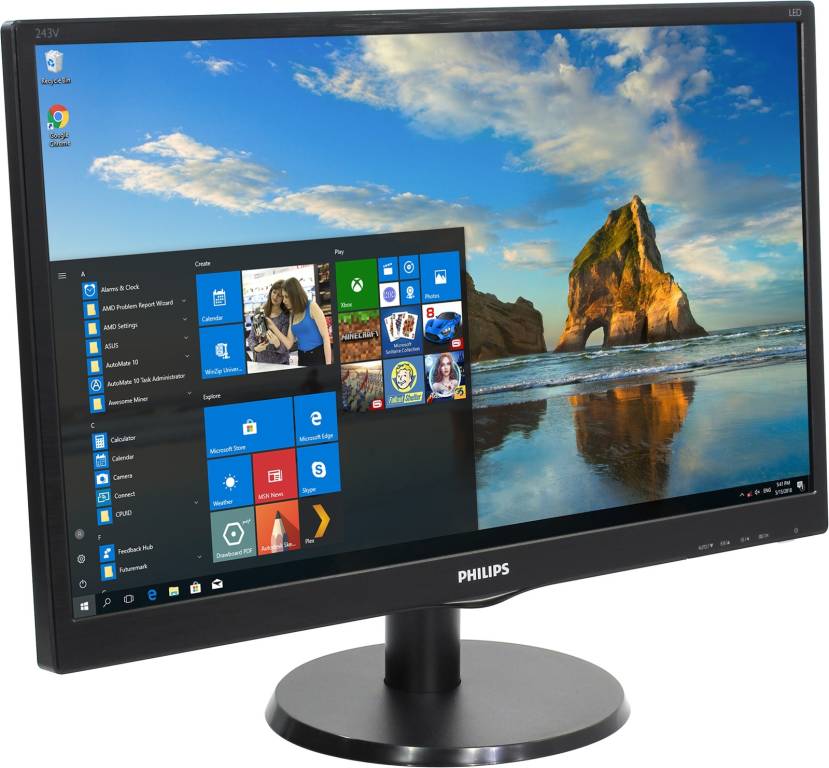   23.6 PHILIPS 243V5QSBA/01 (LCD, Wide, 1920x1080, D-Sub, DVI)