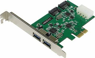   PCI-Ex1 USB3.0, 2 port-ext, SATA 6Gb/s, 2port-int Orient VA-3U2SA2PE (OEM)