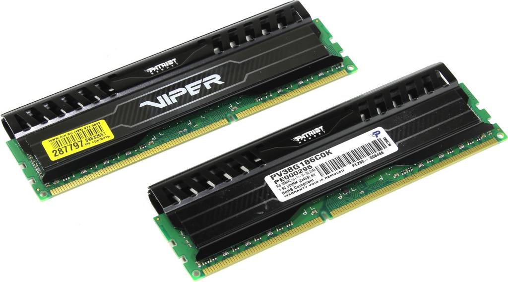    DDR3 DIMM  8Gb PC-15000 Patriot Viper [PV38G186C0K] KIT 2*4Gb