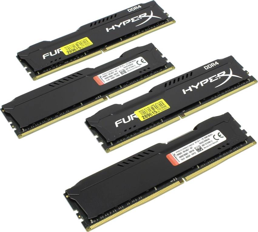    DDR4 DIMM 64Gb PC-19200 Kingston HyperX Fury [HX424C15FBK4/64] KIT 4*16Gb CL15