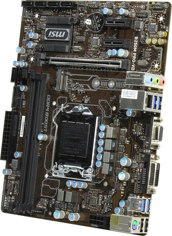    LGA1151 MSI B250M PRO-VD (RTL) [B250] PCI-E Dsub+DVI GbLAN SATA MicroATX 2DDR4