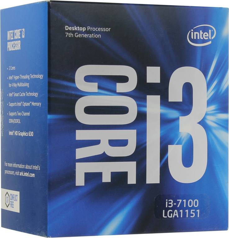   Intel Core i3-7100 BOX 3.9 GHz/2core/SVGA HD Graphics 630/0.5+ 3Mb/51W/8 GT/s LGA1151