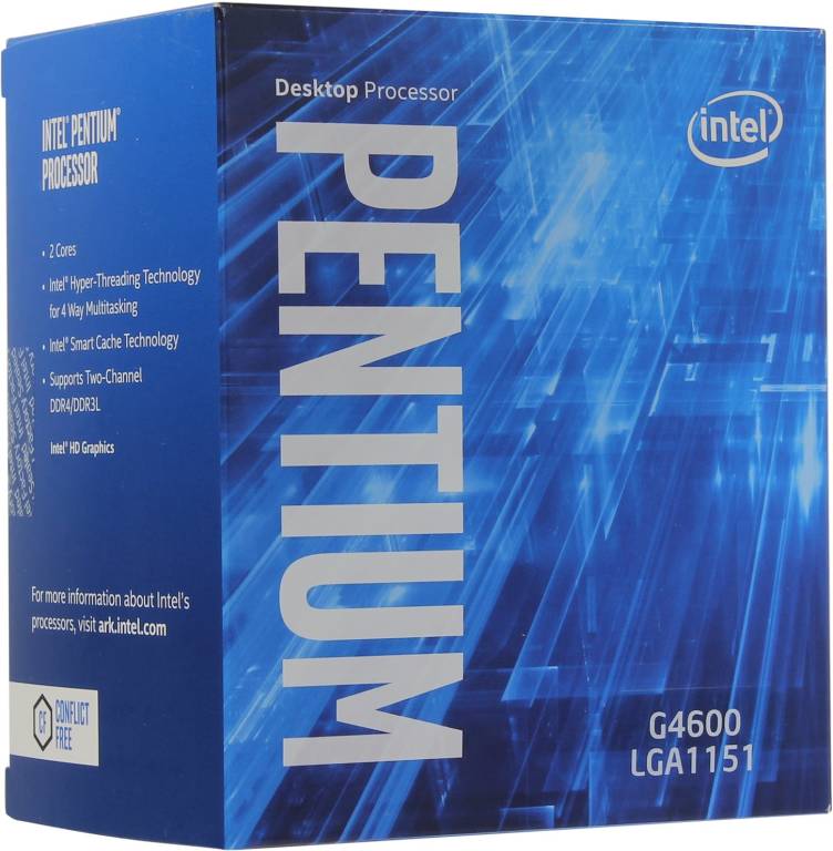   Intel Pentium G4600 BOX 3.6 GHz/2core/SVGA HD Graphics 630/0.5+3Mb/51W/8GT/s LGA1151