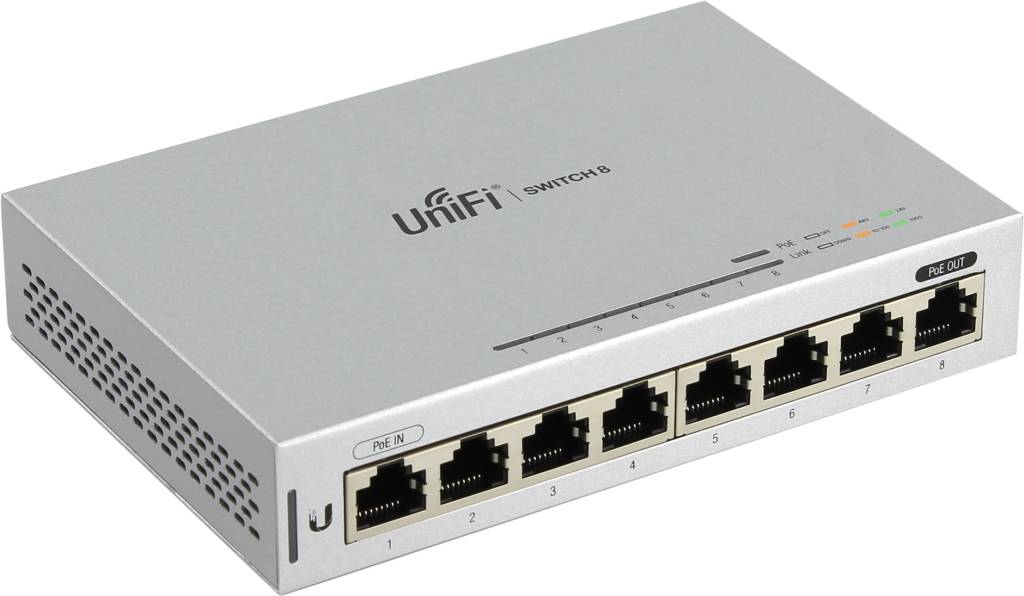   UBIQUITI [US-8] UNIFI Switch (7UTP 10/100/1000Mbps, 1UTP 10/100/1000Mbps PoE+)