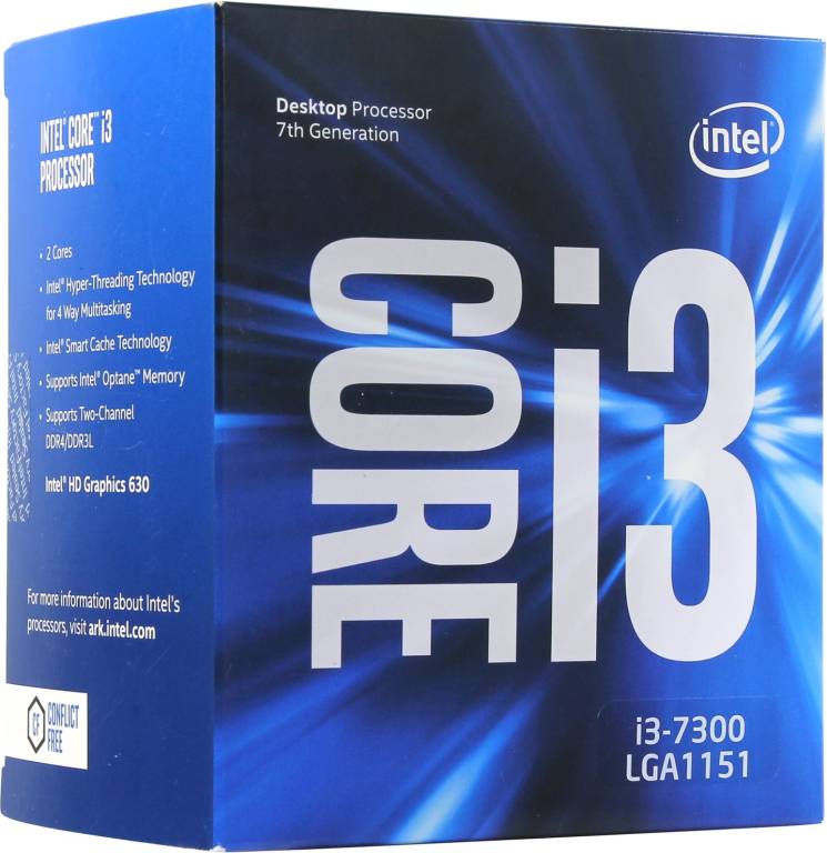   Intel Core i3-7300 BOX 4 GHz/2core/SVGA HD Graphics 630/ 4Mb/ LGA1151