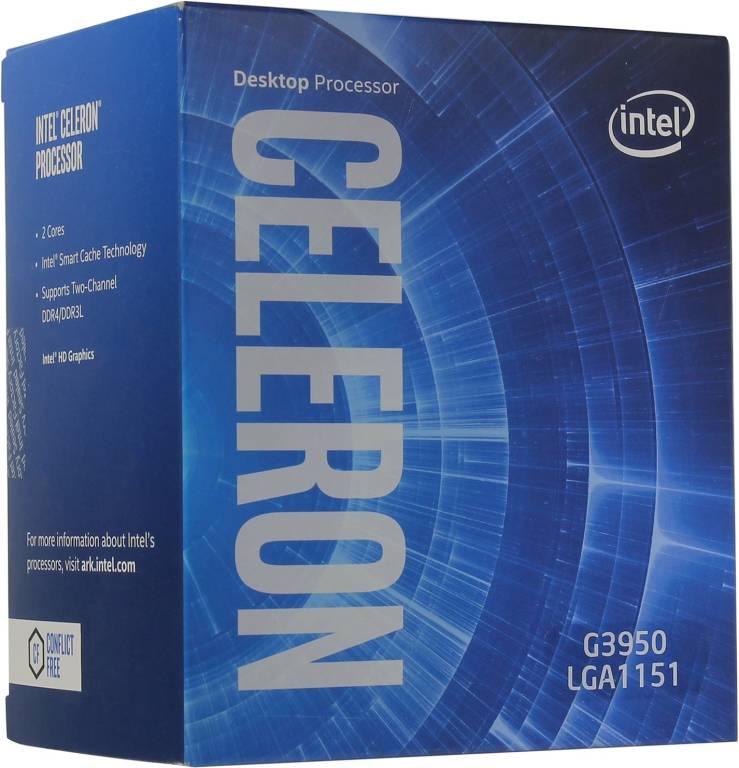   Intel Celeron G3950 BOX 3.0 GHz/2core/SVGA HD Graphics 610/0.5+2Mb/51W/8GT/s LGA1151