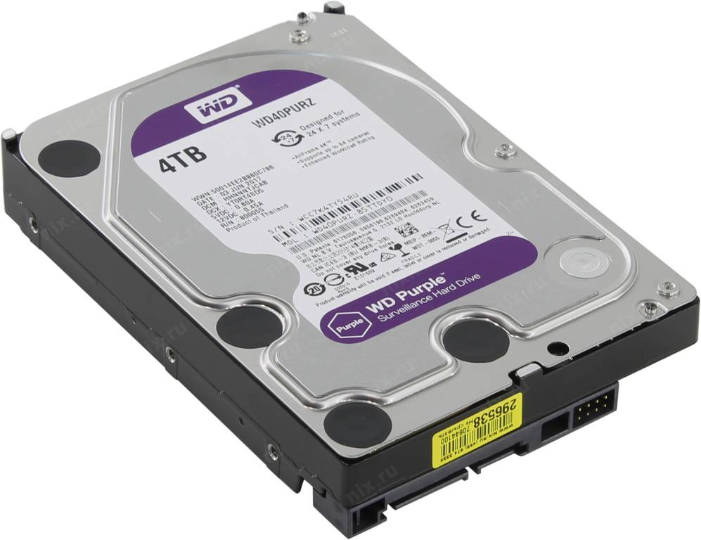 купить Жесткий диск 4 Tb SATA-III Western Digital Purple [WD40PURZ] 3.5” 64Mb
