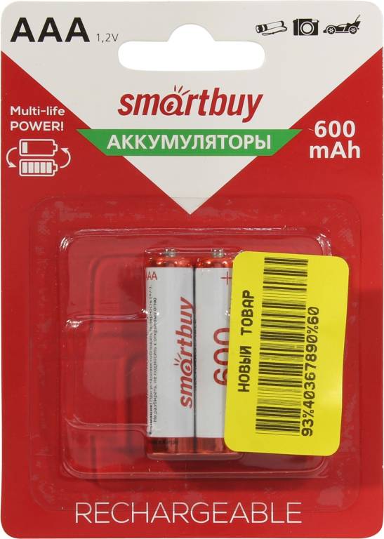   Smartbuy SBBR-3A02BL600 (1.2V, 600mAh) NiMh, Size AAA [. 2 ]