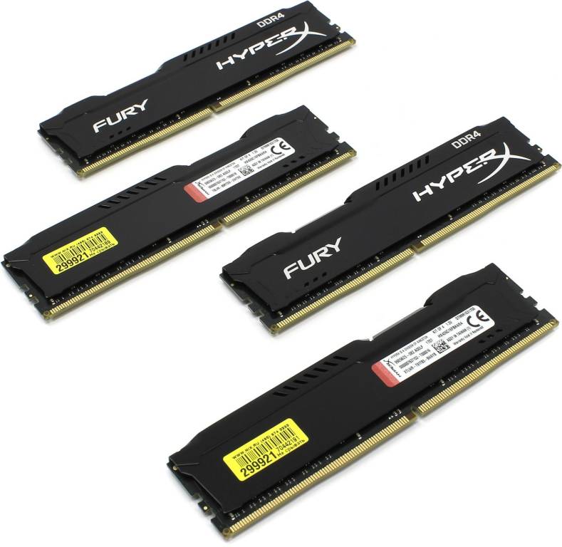    DDR4 DIMM 64Gb PC-21300 Kingston HyperX Fury [HX426C16FBK4/64] KIT 4*16Gb CL16