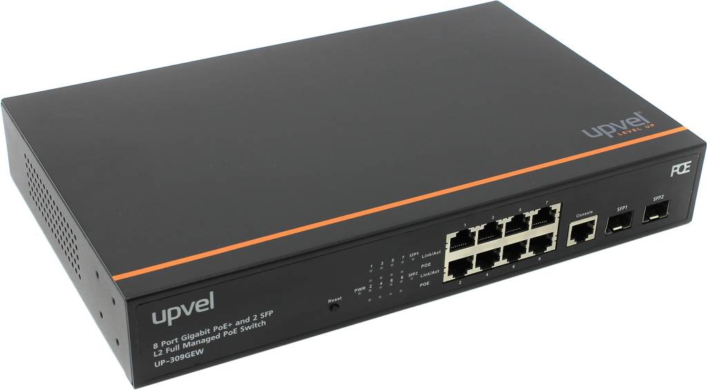   UPVEL [UP-309GEW] 8-port Gigabit Ethernet PoE+ Switch (8UTP 10/100/1000Mbps PoE+ +2 SFP)