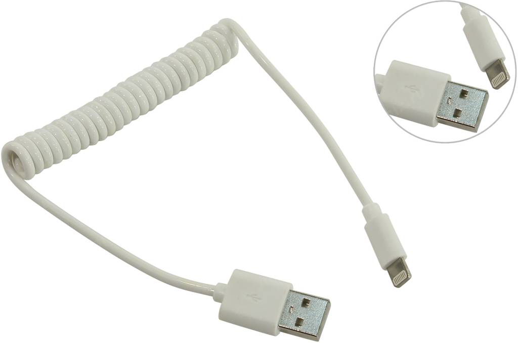 купить Кабель USB AM-- >Lightning 1.0м (спиральный) Smartbuy [iK-512sp white]