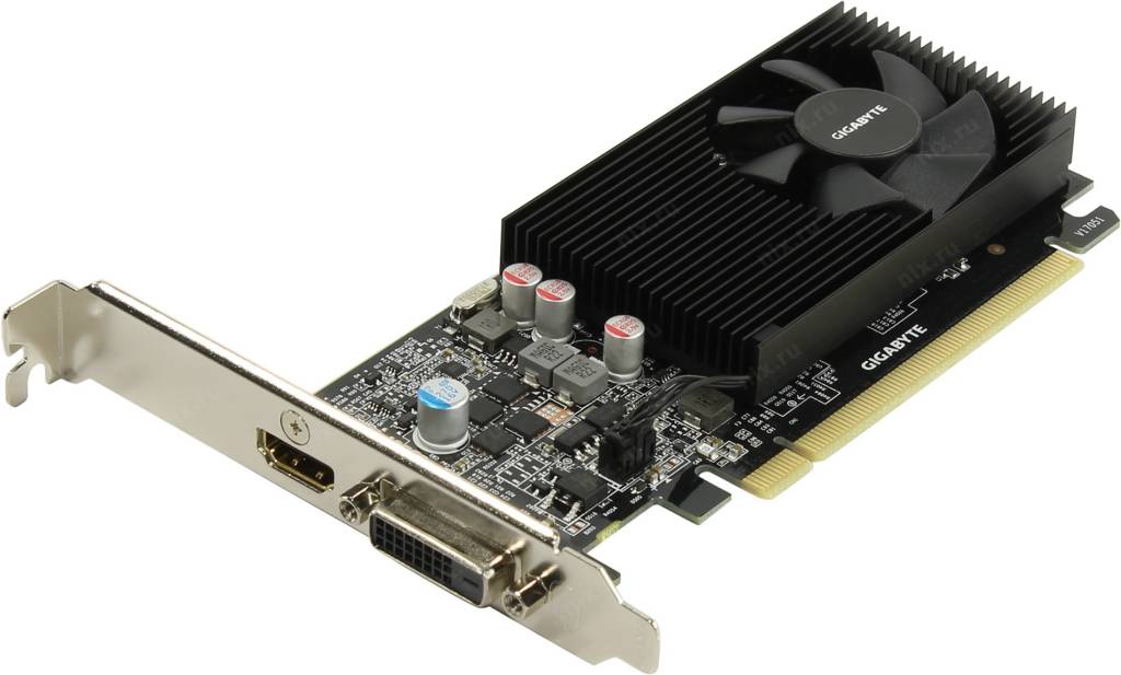купить Видеоадаптер PCI-E 2Gb DDR5 GIGABYTE GV-N1030D5-2GL (RTL) DVI+HDMI [GeForce GT1030]