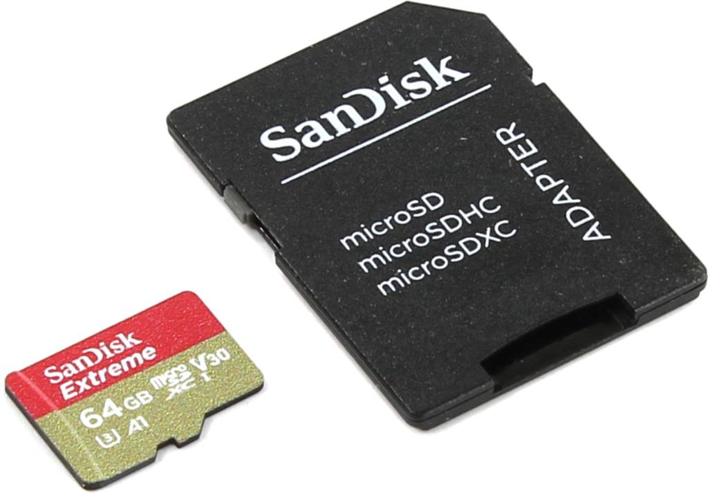   microSDHC 64Gb SanDisk Extreme [SDSQXAF-064G-GN6MA] UHS-I U3 V30+microSD-- >SD