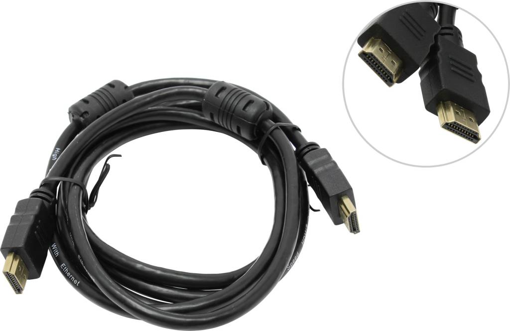 купить Кабель HDMI to HDMI (19M -19M)  2.0м v2.0 (2 фильтра) Telecom [TCG200F-2м]