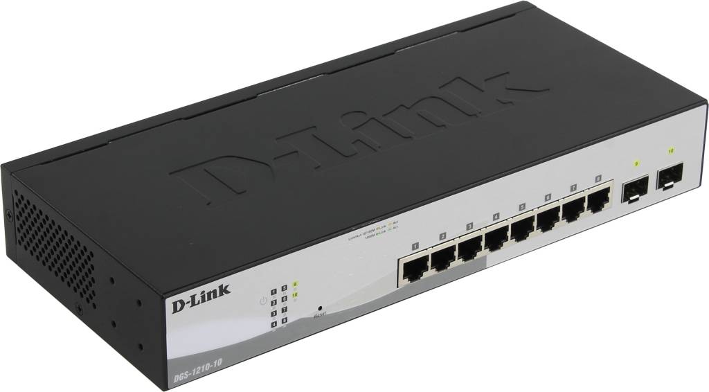   10-. D-Link [DGS-1210-10/F1A] Web Smart Switch (8UTP 10/100/1000Mbps+ 2SFP)