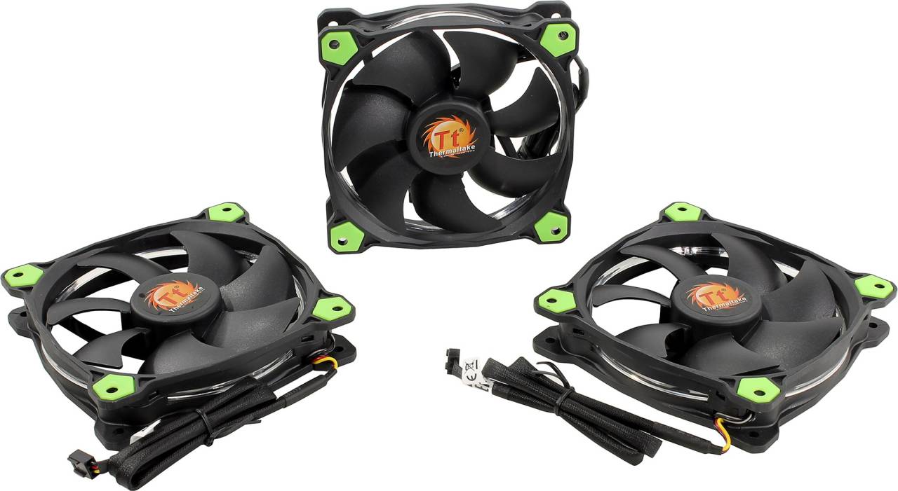     120x120x25, 12 Thermaltake[CL-F055-PL12GR-A]Riing 12(Green LED,3,24.6