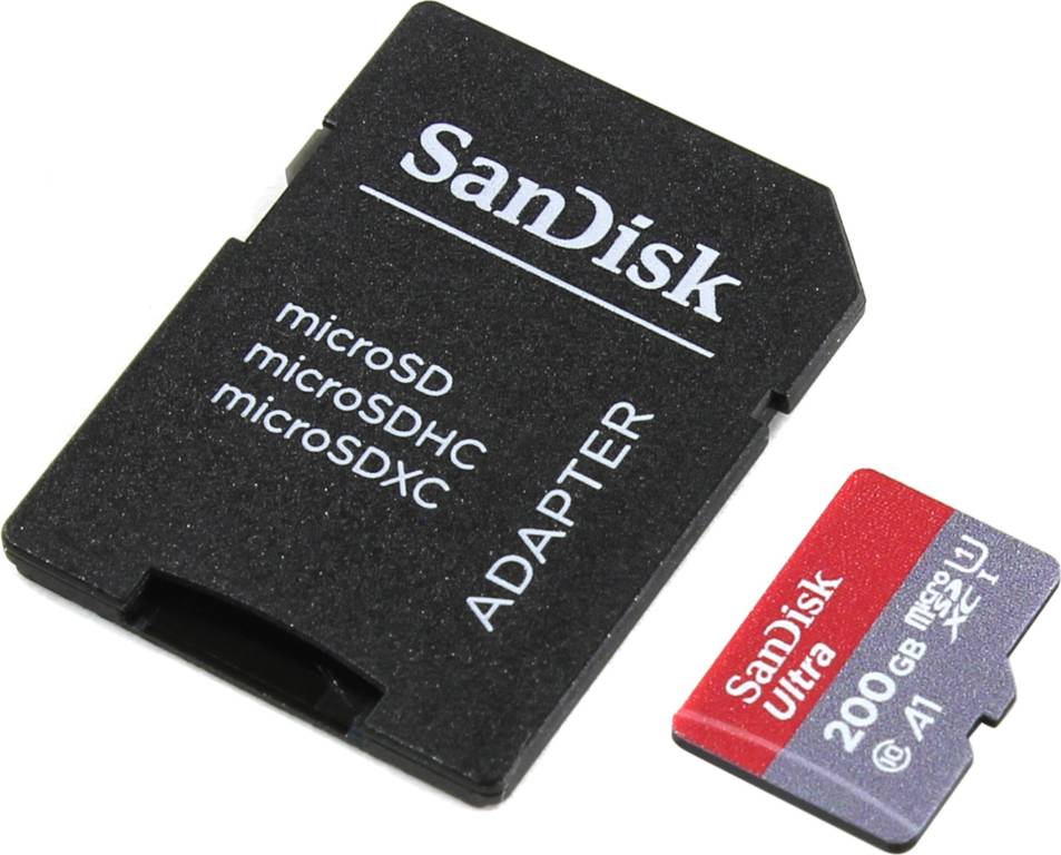    microSDXC 200Gb SanDisk Ultra[SDSQUAR-200G-GN6MA] UHS-I U1 Class10+microSD--