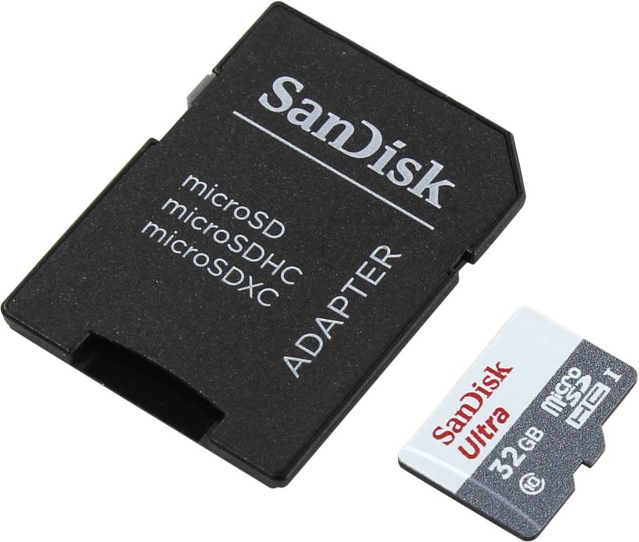    microSDHC 32Gb SanDisk Ultra [SDSQUNS-032G-GN3MA] UHS-I U1 Class10+microSD-- >
