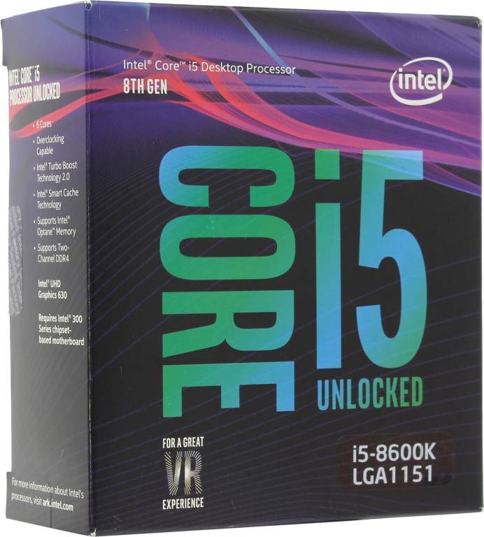  Intel Core i5-8600K BOX( )3.6 GHz/6core/SVGA UHD Graphics 630/1.5+9Mb/95W/8 GT/s