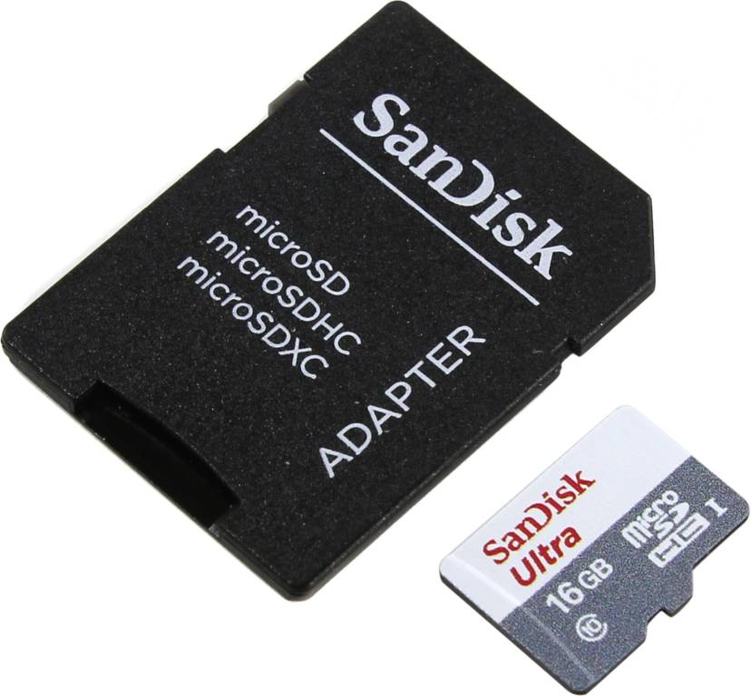    microSDHC 16Gb SanDisk Ultra [SDSQUNS-016G-GN3MA] UHS-I U1 Class10+microSD-- >