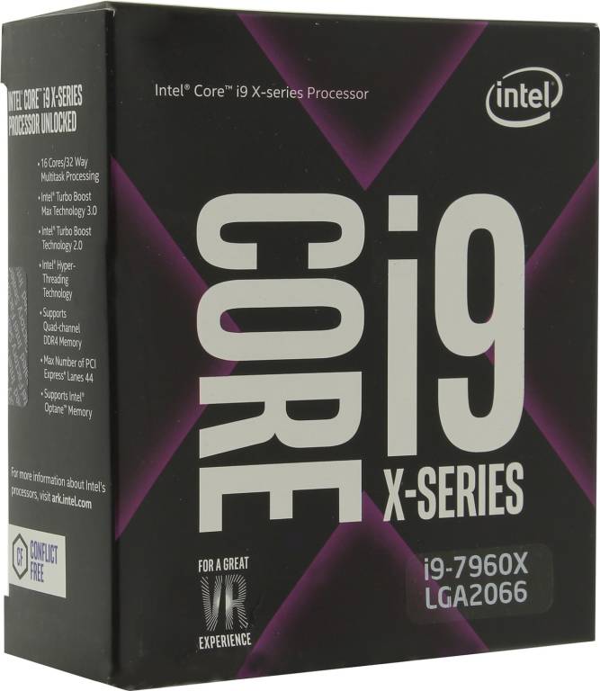   Intel Core i9-7960X BOX 2.8 GHz/16core/16+22Mb/165W/ LGA2066