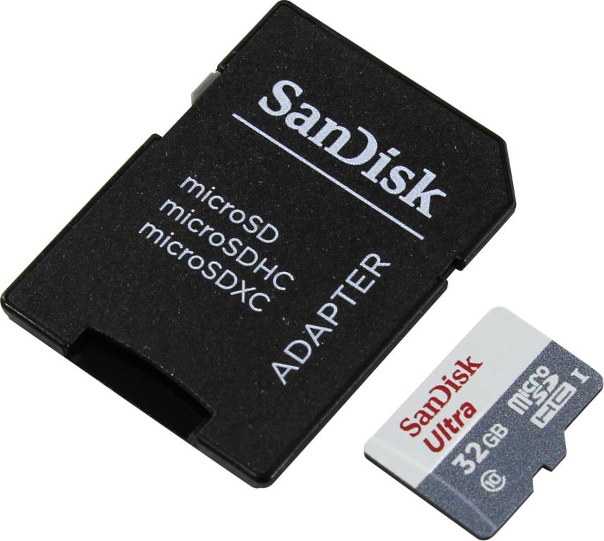    microSDHC 32Gb SanDisk Ultra [SDSQUNS-032G-GN6TA] UHS-I U1 Class10+microSD-- >