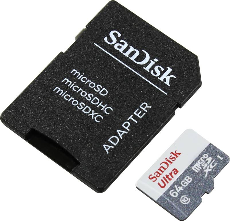    microSDXC 64Gb SanDisk Ultra [SDSQUNS-064G-GN3MA] UHS-I U1 Class10