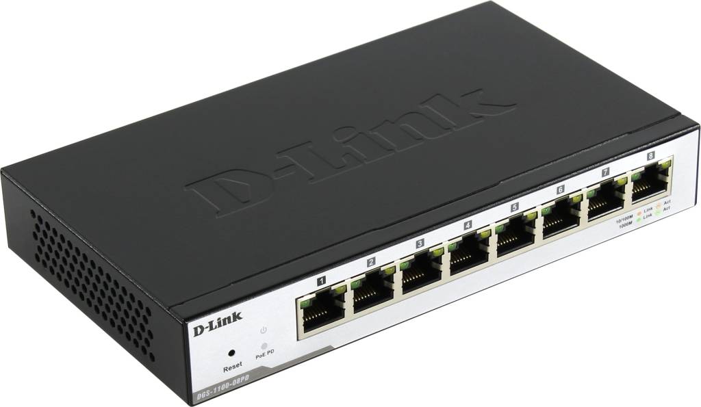   D-Link [DGS-1100-08PD/B1A]  (8UTP 10/100/1000Mbps PoE)