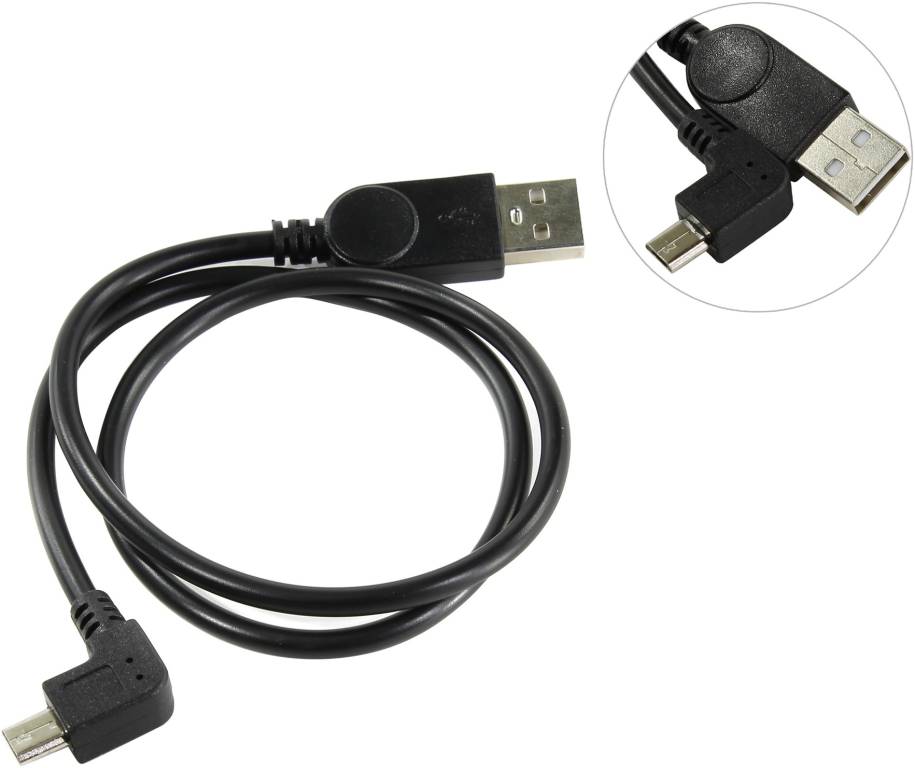 купить Кабель USB 2.0 AM-- >micro-B 0.5м (Г-образный коннектор) Orient [205B2]