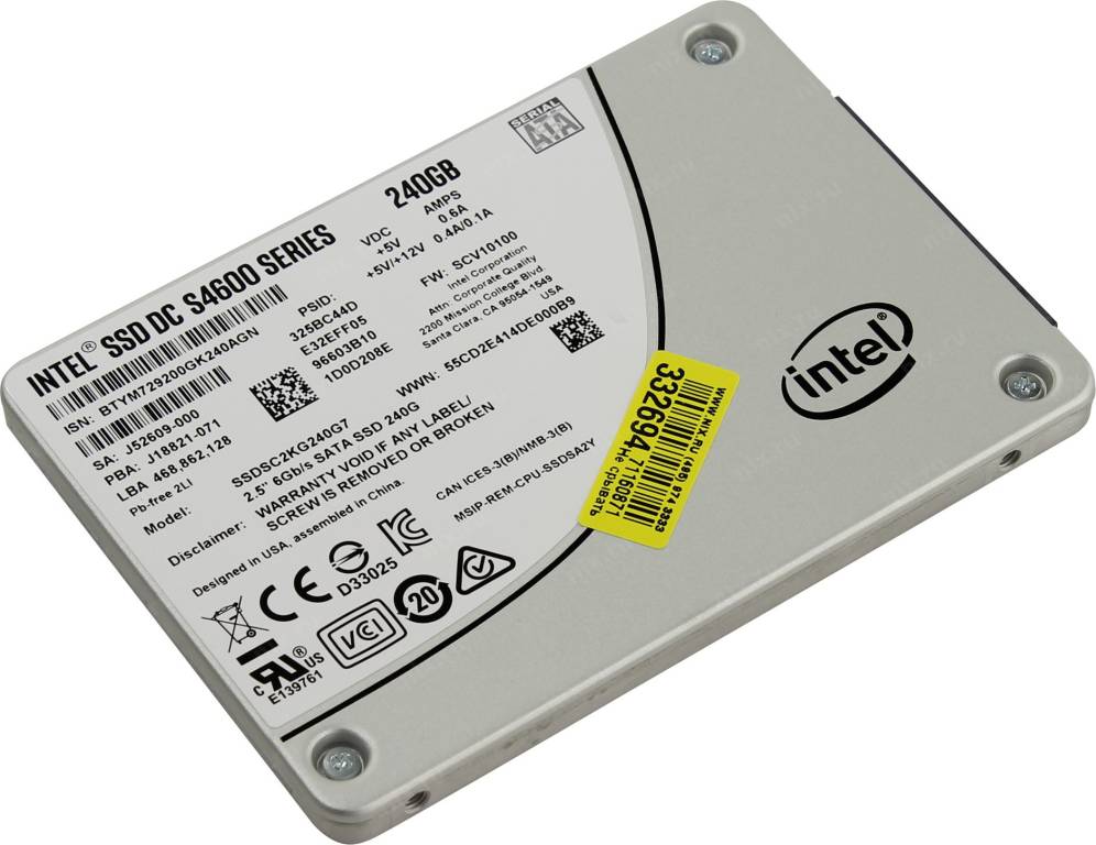   SSD 240 Gb SATA-III Intel DC S4600 Series [SSDSC2KG240G701] 2.5 3D TLC