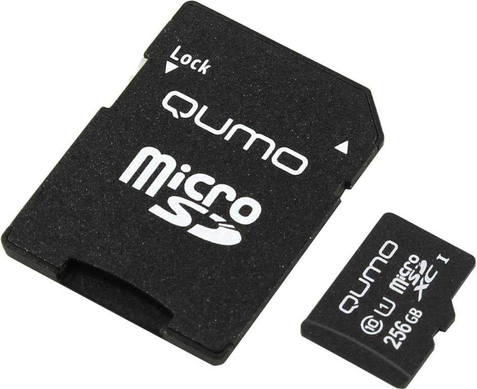    microSDXC 256Gb Qumo [QM256GMICSDXC10U1] Class10 UHS-I U1 + microSD-- >SD Adapter