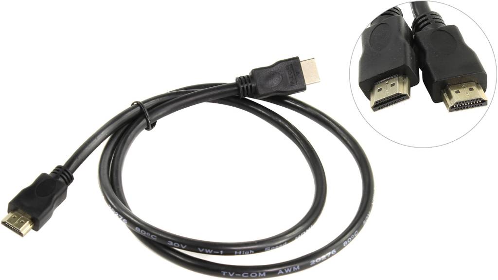 купить Кабель HDMI to HDMI (19M -19M)  1.0м v1.4 TV-COM [CG150S-1м]